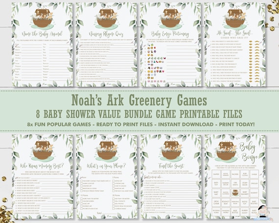 Noah's Ark Baby Shower Game Bundle 8 GAMES, Find Guest, Bingo, Emoji, Nursery Rhyme, Fun Activity Diy Pdf Printable, INSTANT DOWNLOAD NA1 Il_570xn