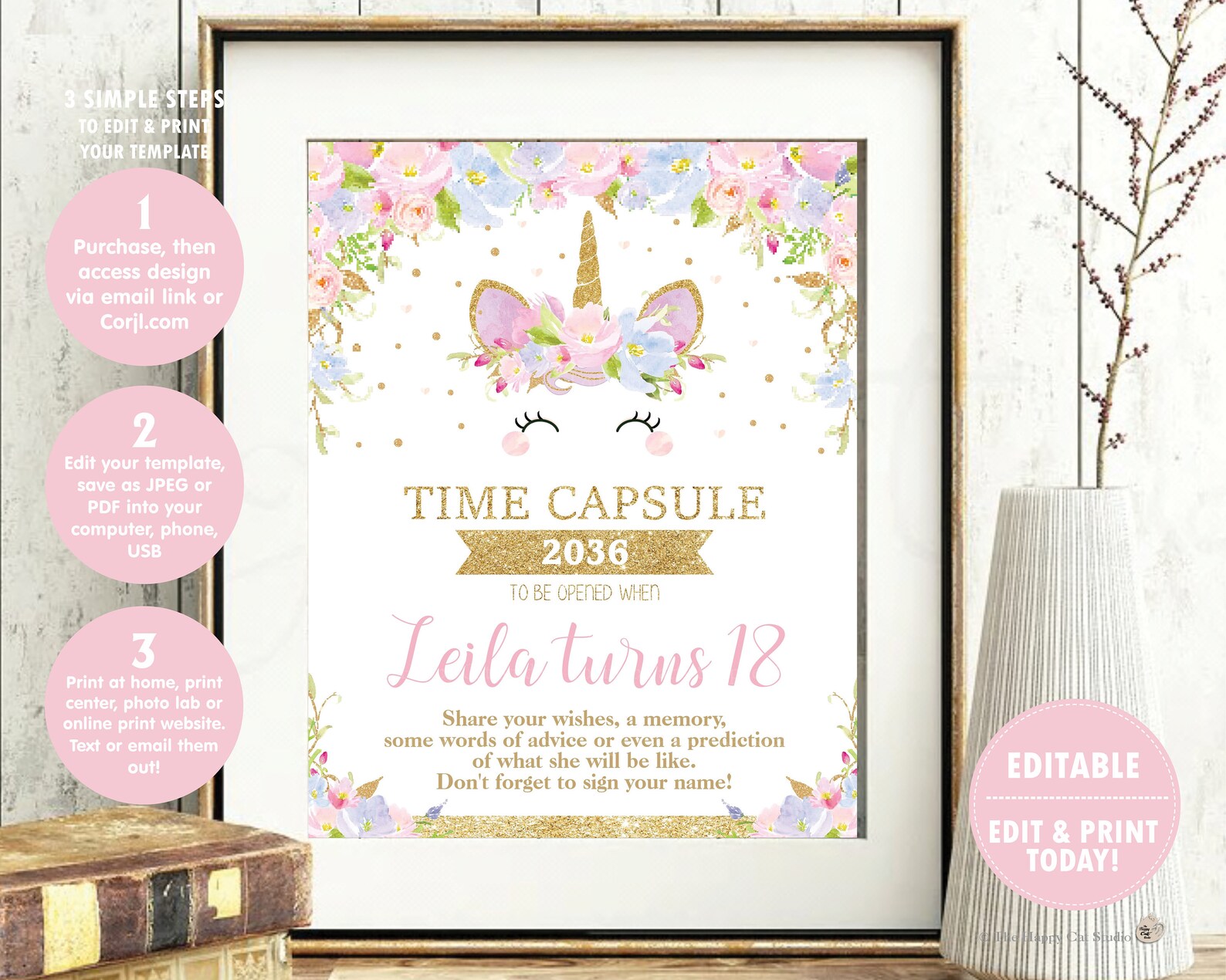 Unicorn Time Capsule Poster Message Card 1st First Birthday | Etsy ...