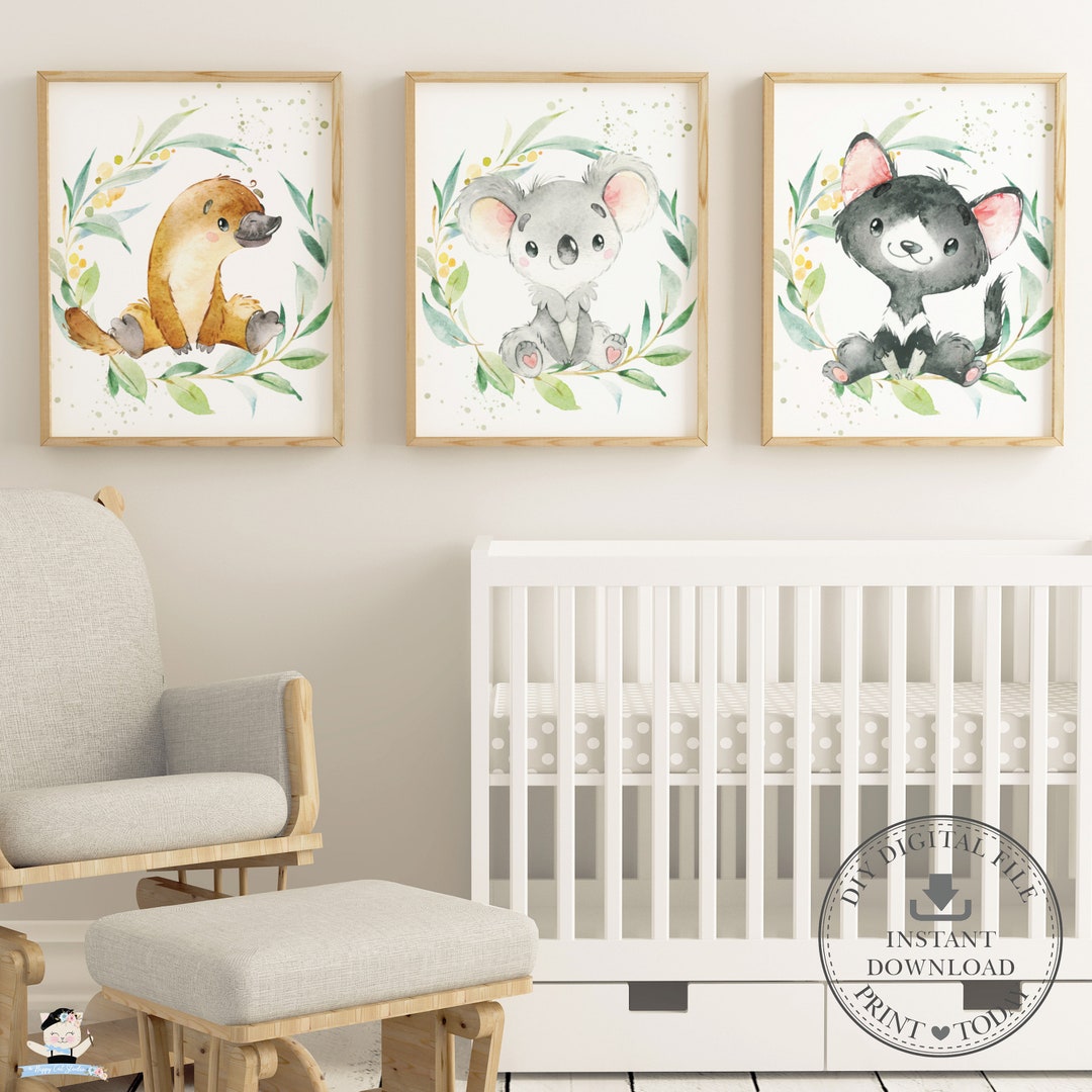 Australian Animals Nursery Wall Art Cute Koala Platypus - Etsy
