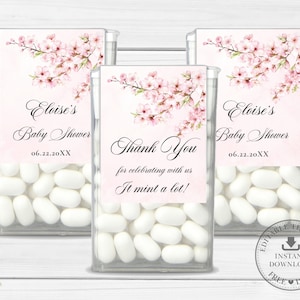 Cherry Blossoms Tic Tac Labels EDITABLE TEMPLATE Mints Favors Sakura Pink Flowers Sticker Wedding Bridal Baby Shower Printable File SK2