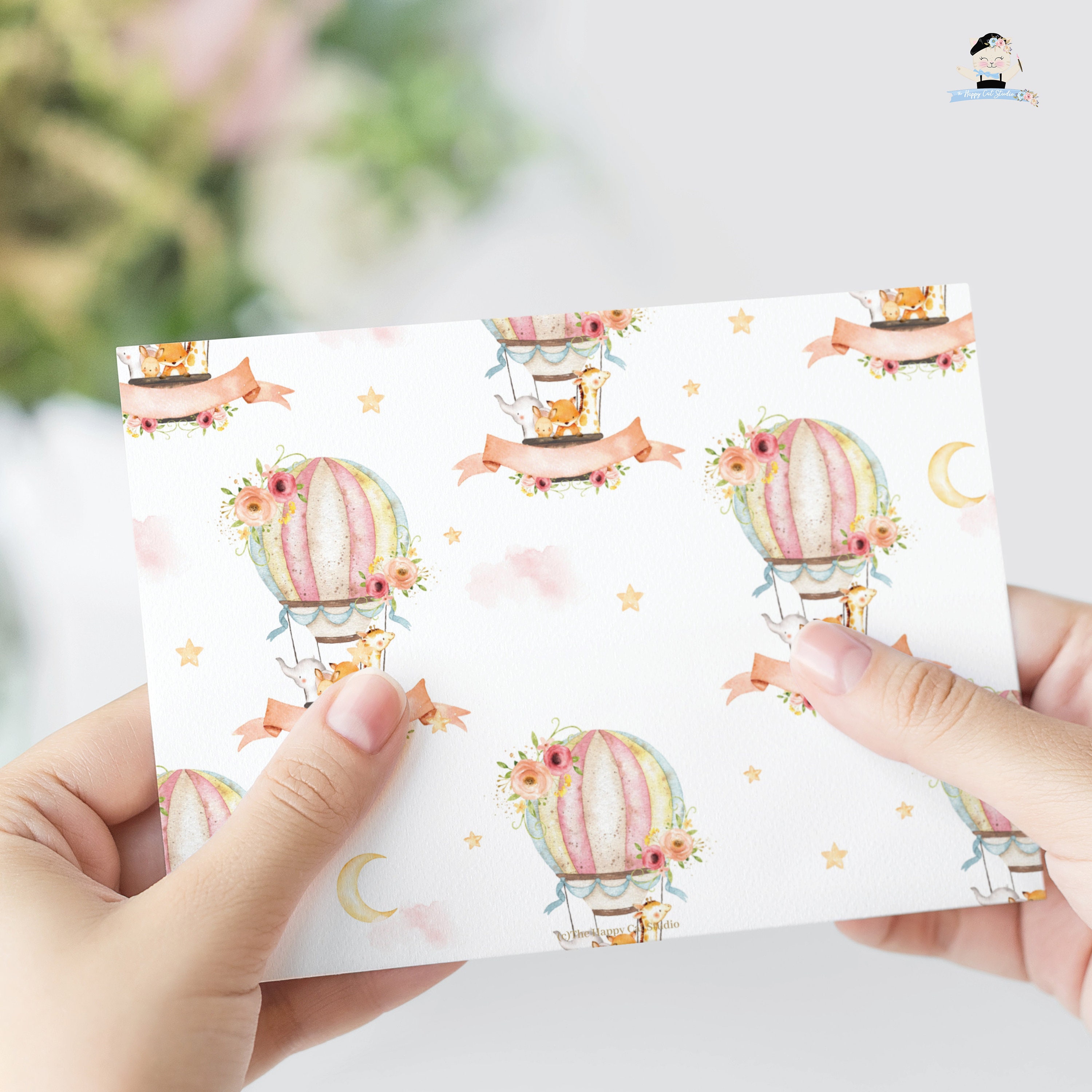 Hot Air Balloon Cute Baby Animals Photo Invitation Printable, EDITABLE ...