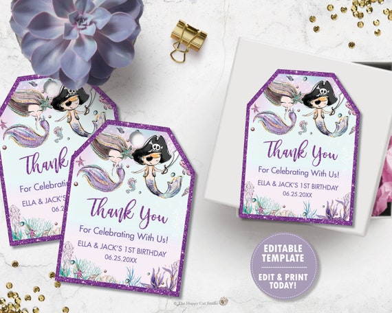 editable-template-mermaid-and-pirate-thank-you-tags-favors-printable