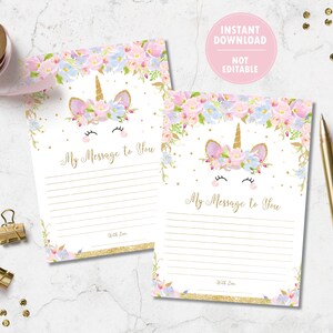 Unicorn Time Capsule Poster, Message Card, 1st First Birthday Party ...