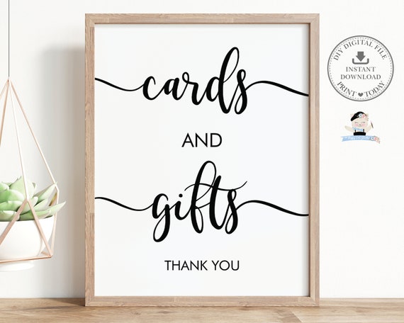 Cards and Gifts Sign Printable, Rustic Kraft, Neutral Baby Shower Birthday Wedding, INSTANT DOWNLOAD, Minimalist Modern Hand Lettering, MN1 Il_570xn