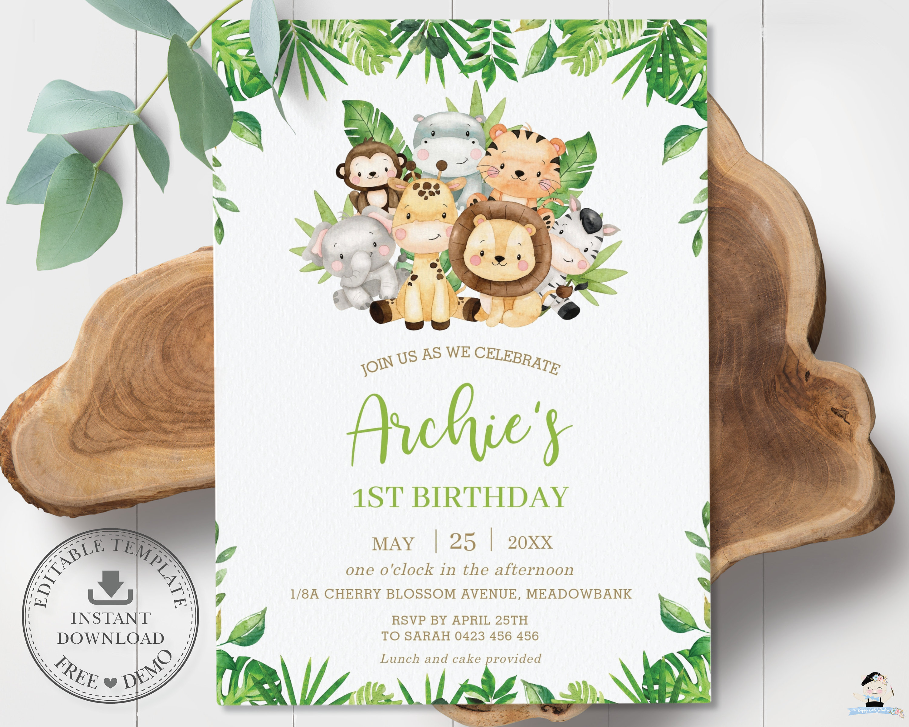 Jungle Animals Birthday Invitation EDITABLE TEMPLATE - Etsy Jungle Animals Birthday Invitation EDITABLE TEMPLATE - Etsy
