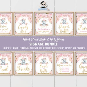 Elephant Baby Shower Signs Bundle Printable, Elephant Printable, Baby ...