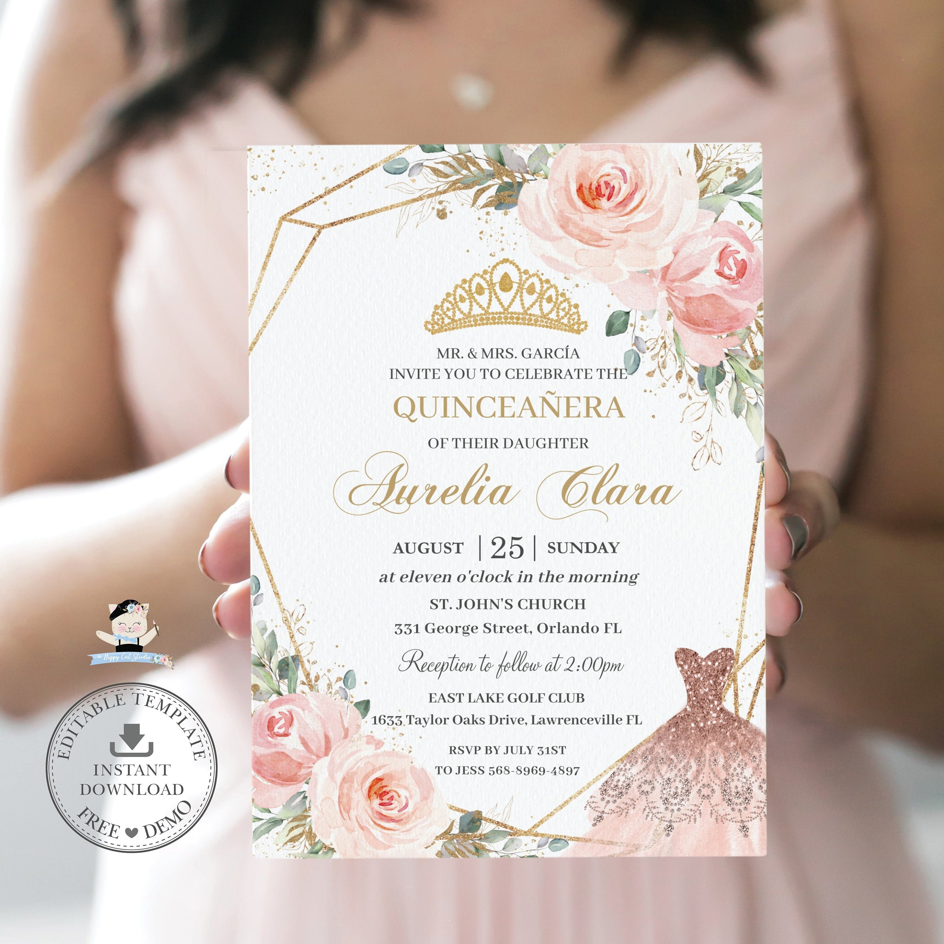 EDITABLE TEMPLATE Quinceanera Mis Quince Anos Chic Blush Etsy EDITABLE TEMPLATE Quinceanera Mis Quince Anos Chic Blush Etsy