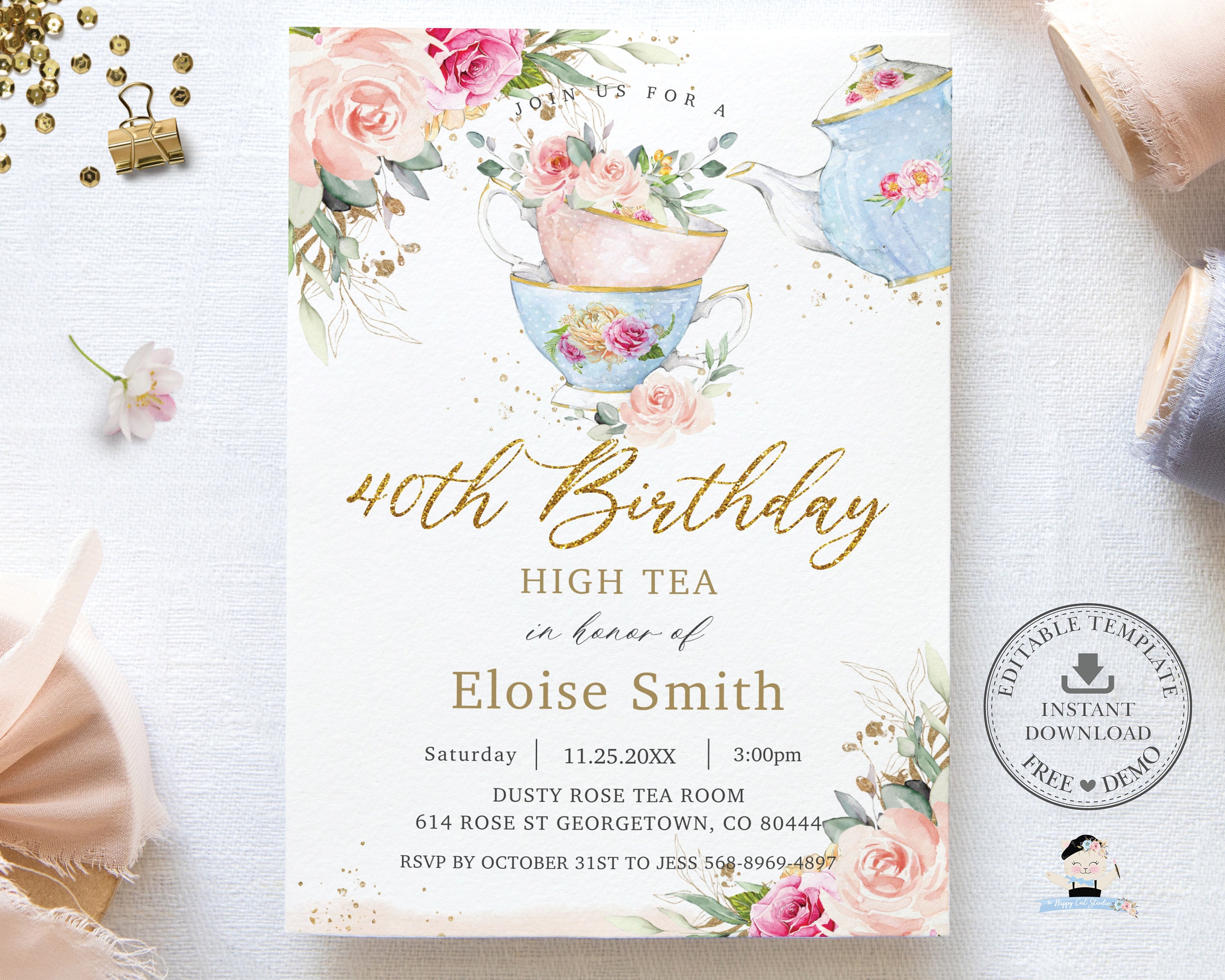 Vintage Afternoon Tea Party Birthday Invitation Ubicaciondepersonas free-vintage-tea-party-invitation-template-tea-party-invitations