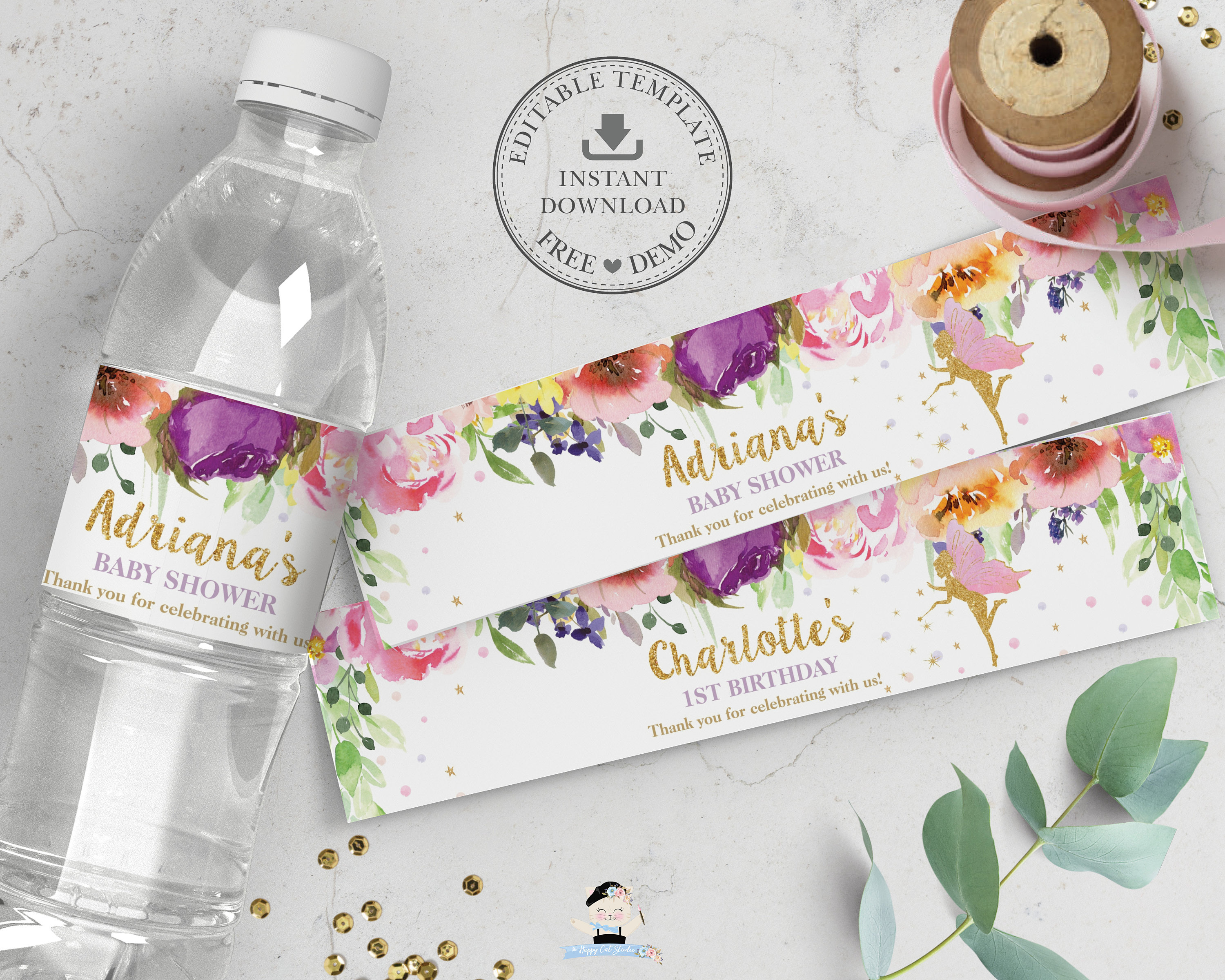 fairy water bottle labels editable template pink purple etsy sweden