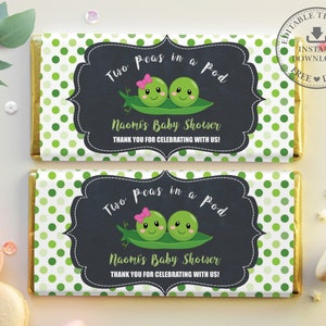 Modèle modifiable, Twins Two Peas in a Pod Baby Shower Chocolate Bar Wrappers, Twin Boy Girl, Hershey Favor, Aldi Wrappers Printable, PB1