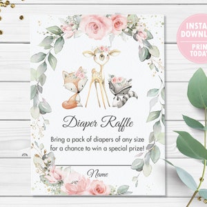 Diaper Raffle Shabby Chic Lavender Instant Download Flowers DIY Blush Pink and SIlver LSGF1 3.5 x 2 Floral Printable