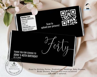 EDITABLE TEMPLATE, Modern Minimalist Typography Chocolate Bar Wrappers Hershey & Aldi Favor Printable Birthday Graduation Wedding Baby MN1