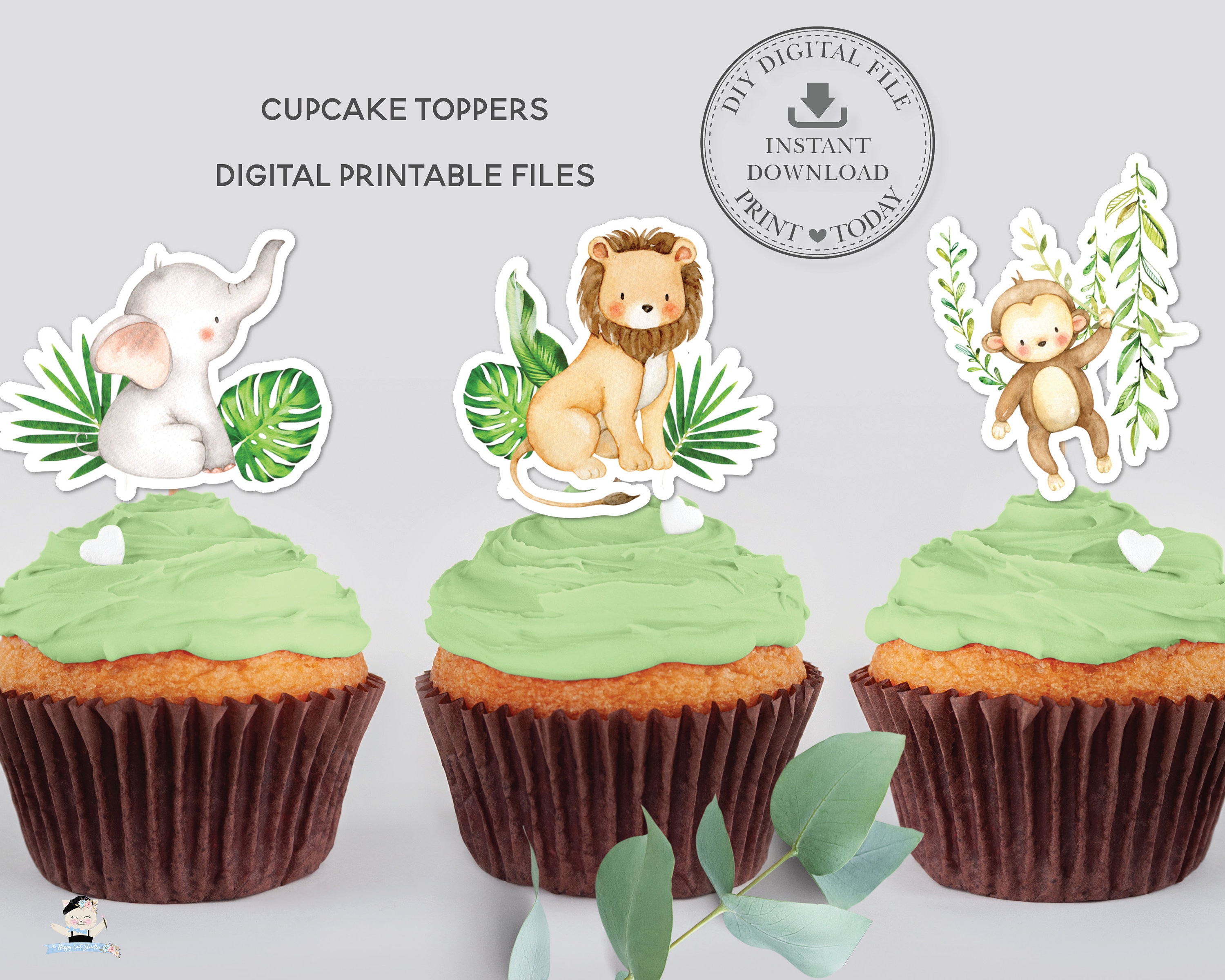 Topper Gâteau Baby Shower vert pastel- Décoration Cupcakes - 4.20€