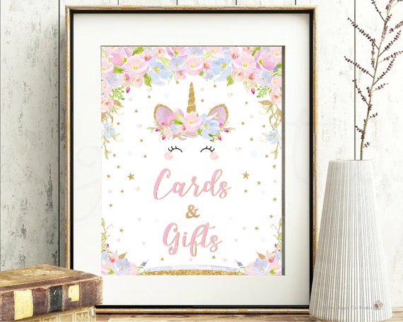 Cards and Gifts Sign, Unicorn Birthday Sign, Unicorn Sign, Unicorn Party Decoration, Decor, Cards and Gift Printable, Baby Shower Poster UB2 Il_570xn