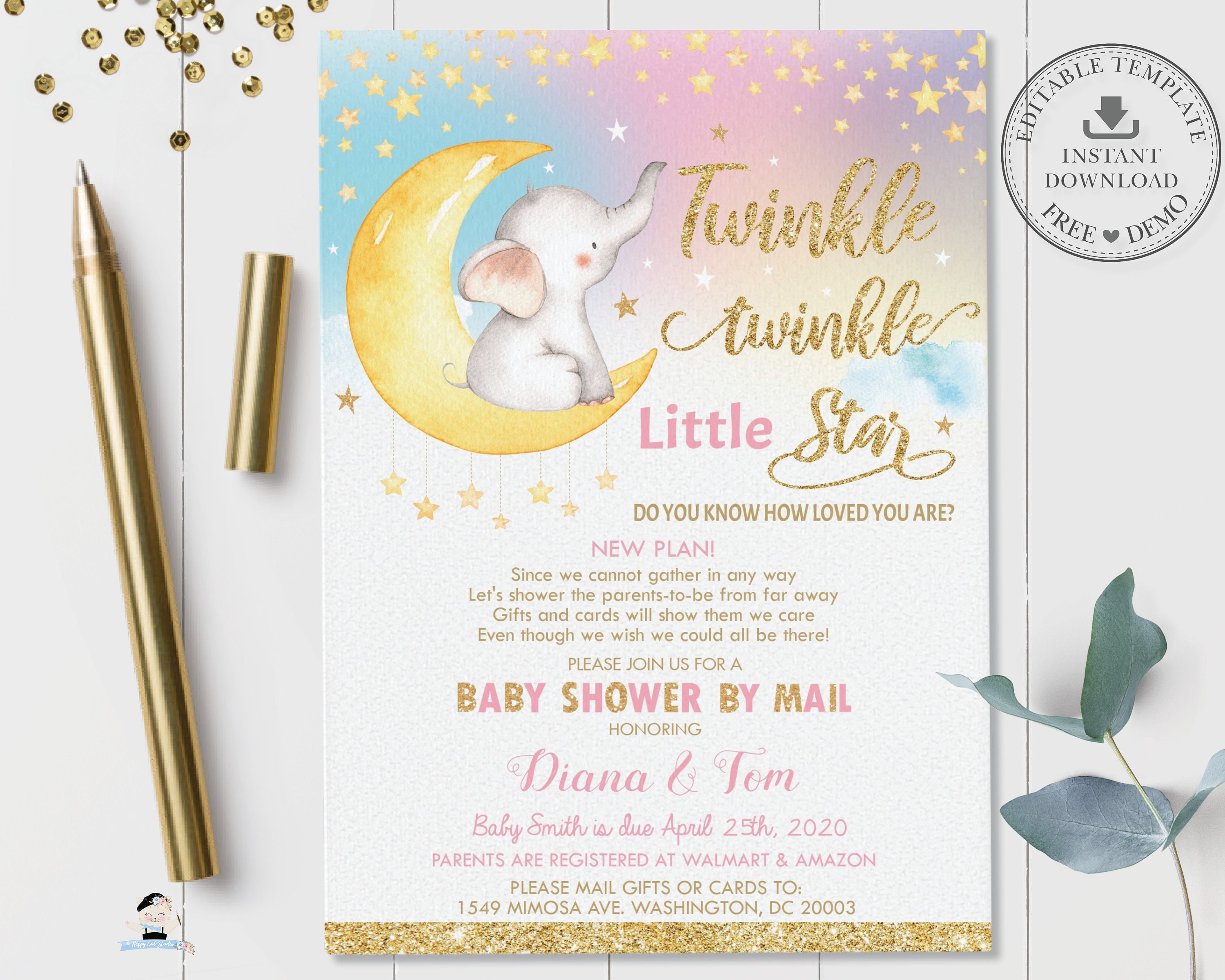 Twinkle twinkle little star best sale baby shower invitations free template