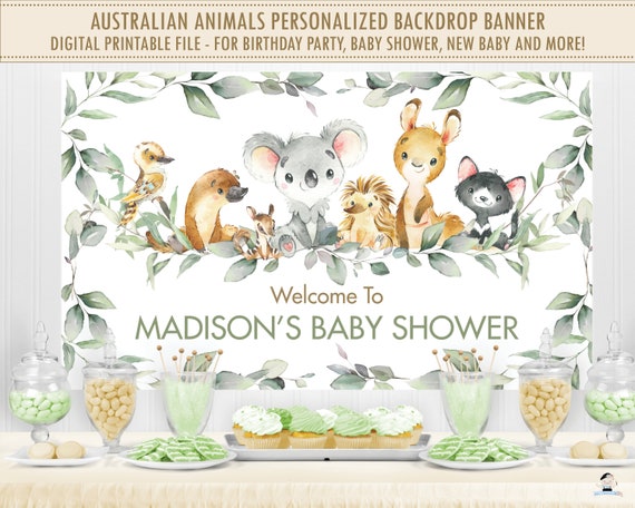 hane følelse pædagog Australian Animals Birthday Party Baby Shower Backdrop Banner, Koala  Kangaroo Welcome Sign Neutral Boy Girl Decor PDF File Printable, AU5 by The  Happy Cat Studio | Catch My Party