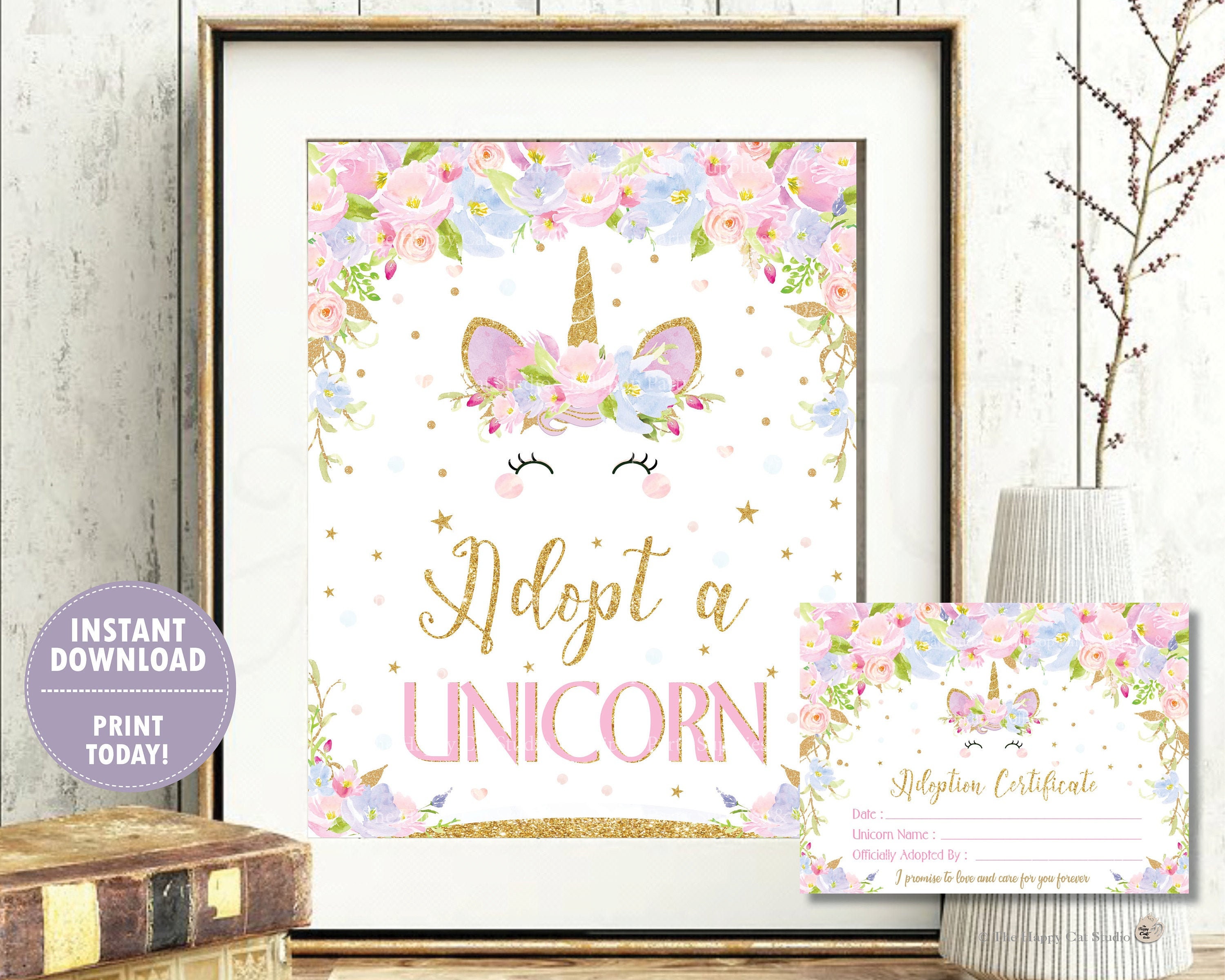 Adopt a Unicorn Sign and Adoption Certificate Cards Unicorn - Etsy