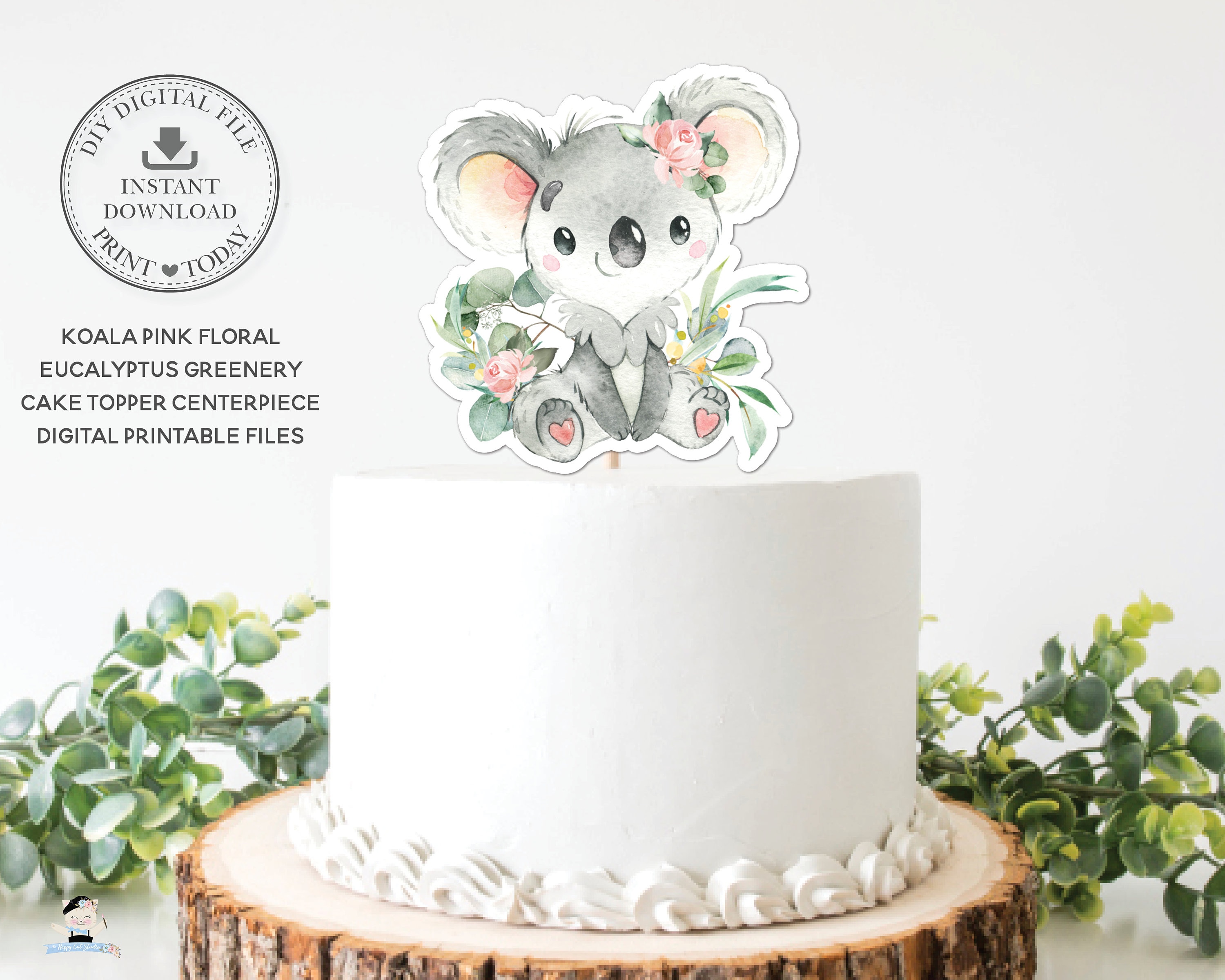 Cute Koala Pink Floral Greenery Cake Topper Centerpiece INSTANTÁNEA  DESCARGAR, Archivo digital de animales australianos Baby Shower 1er  cumpleaños Fiesta AU2 -  México