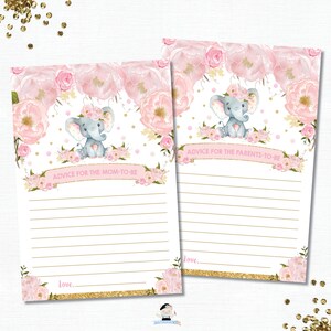 Elephant Advice for Mom to Be Parents to Be Sign and Note Cards, Pink ...