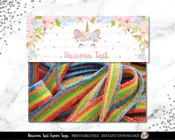 unicorn tail favor tags toppers lolly gift labels smiley etsy ireland