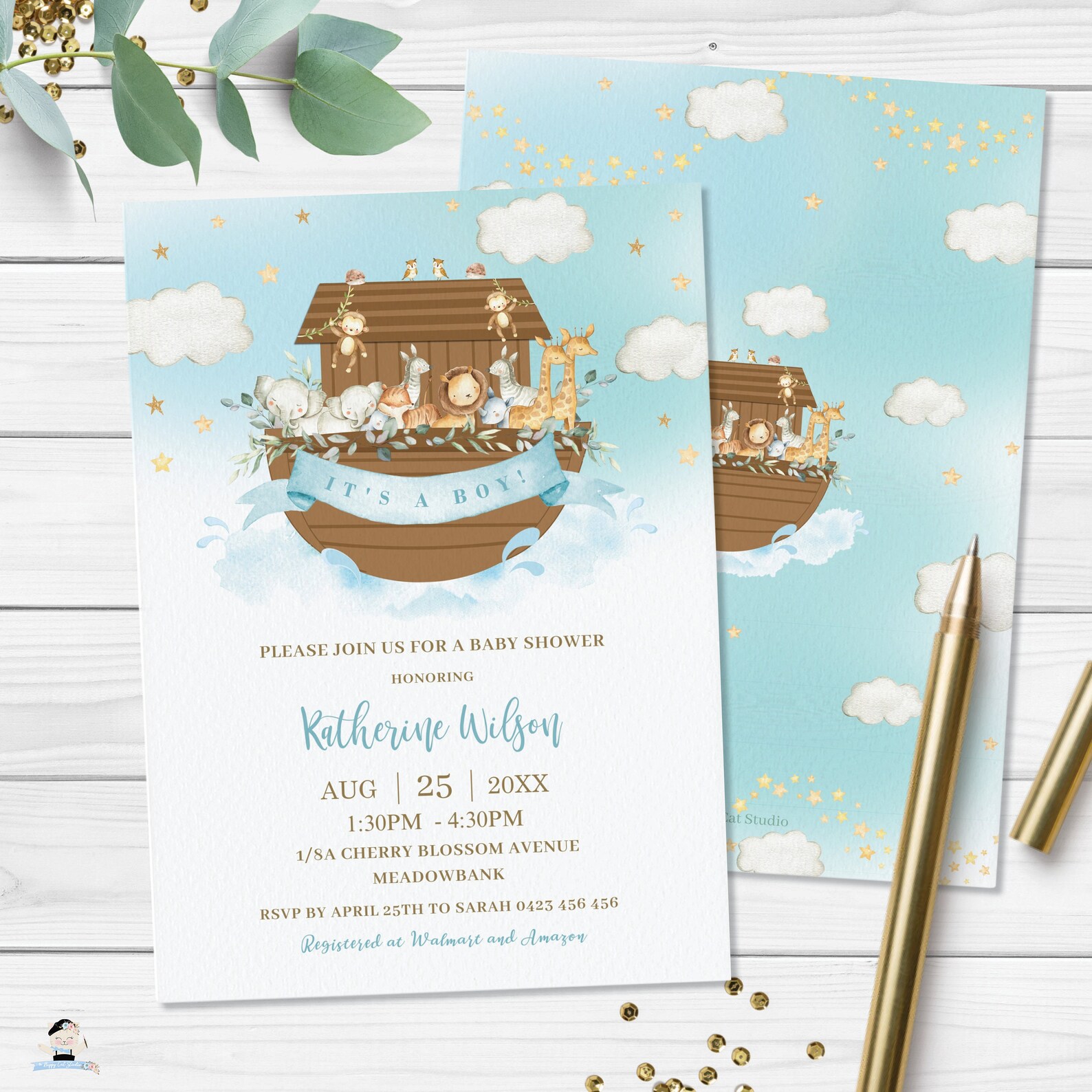 Noah's Ark Baby Shower Invitation EDITABLE TEMPLATE Chic - Etsy
