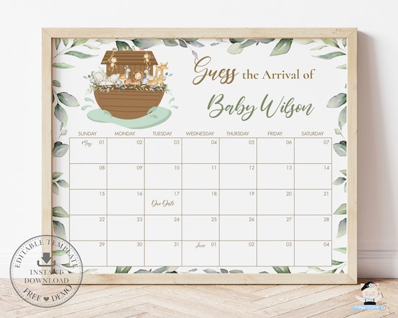 Guess Baby's Due Date Calendar Game Printable EDITABLE - Etsy