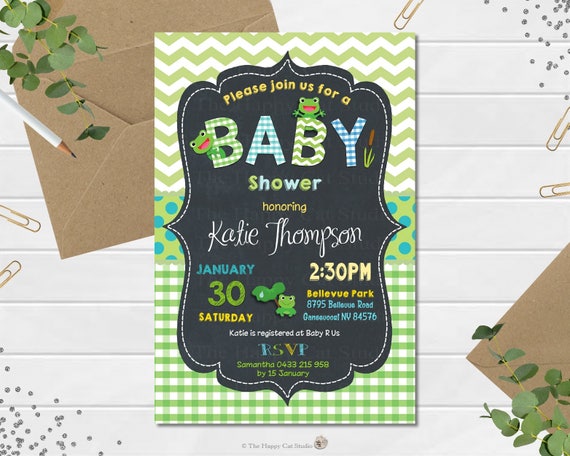 frog baby shower invitations