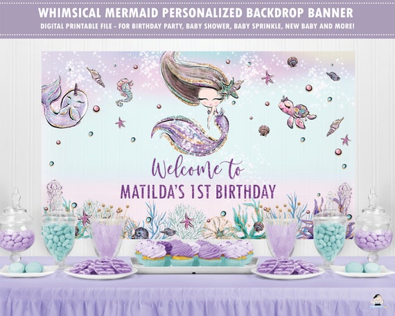 Mermaid Backdrop Banner Mermaid 1st Birthday Back Drop Decor - Etsy  Australia
