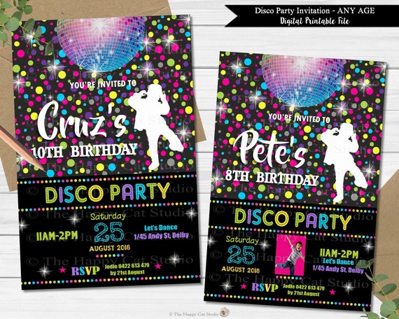 Disco Party Invitation, Dance Party Invitation Disco Party for Kids Dance Party Invite for Boys Disco Party Invites Dance Printable File DP2 Il_570xn