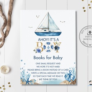 Libros Náuticos para la tarjeta del bebé, descarga instantánea, chic barco océano Ahoy es un niño bebé ducha traer libro insertar imprimible INSTANT Descargar NT2