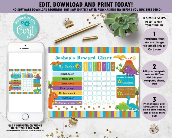 Free Printable Dinosaur Reward Chart