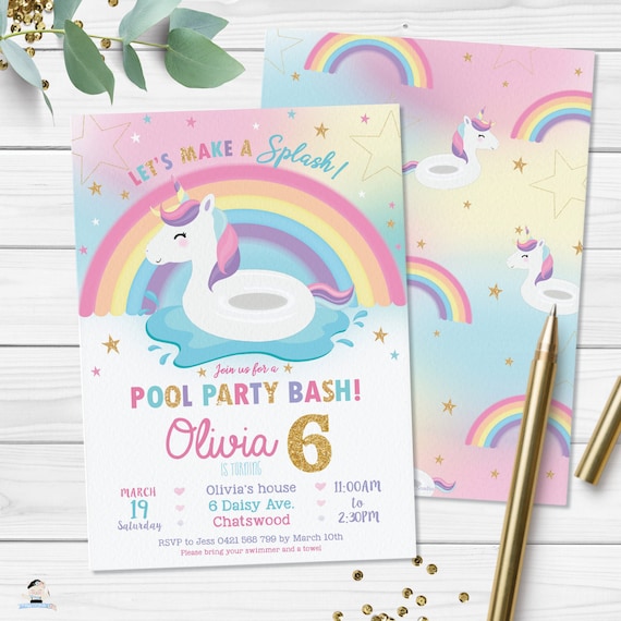 Unicorn Pool Party Invitation Editable Template Rainbow Cute Etsy France Unicorn Pool Party Invitation Editable Template Rainbow Cute Etsy France