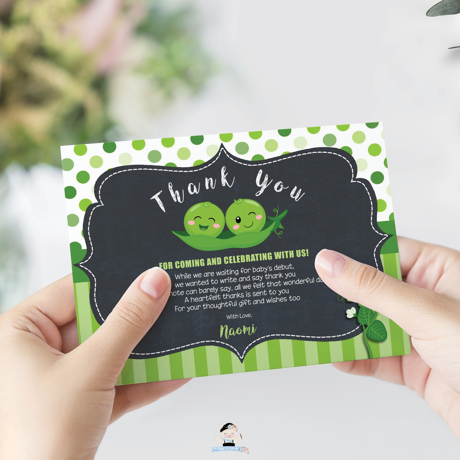 Twins Two Peas in a Pod Baby Shower Thank You Card EDITABLE Etsy