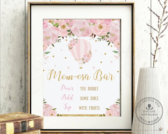 Momosa Bar Sign Printable, INSTANT DOWNLOAD, Mom-osa Mimosa Chic Pink ...