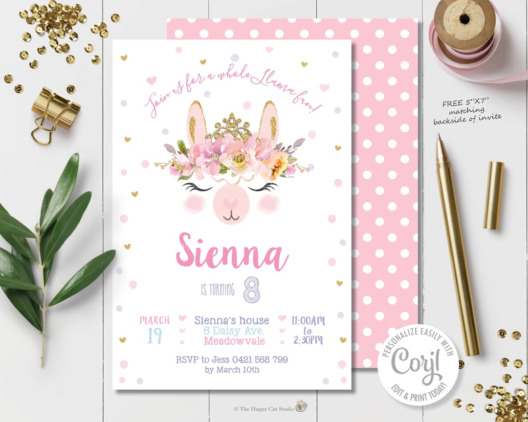 Llama Invitation, Llama Invitation Instant Download, Llama Invitation ...