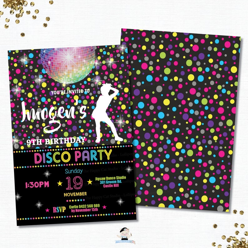 disco-party-invitation-editable-template-dance-birthday-etsy