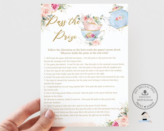Baby Shower Pass the Prize Game Printable INSTANT DOWNLOAD | Etsy