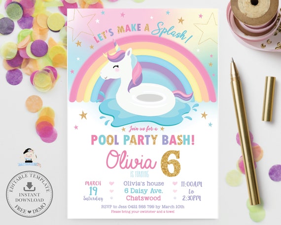 Rainbow Unicorn Pool Party