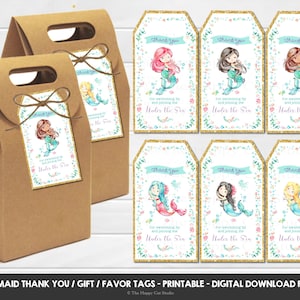 MERMAID Thank You Swing Tags, Favor, Gift Labels, Mermaid Birthday Party, Under the Sea, Pool, Girls, Lolly, Loot Bag, Box INSTANT DOWNLOAD