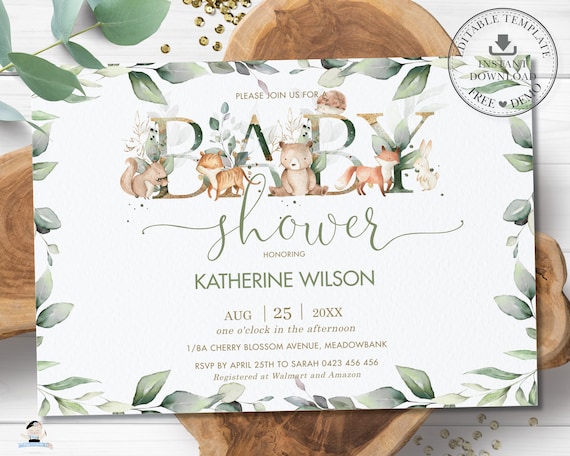 Etsy baby best sale shower invitations woodland
