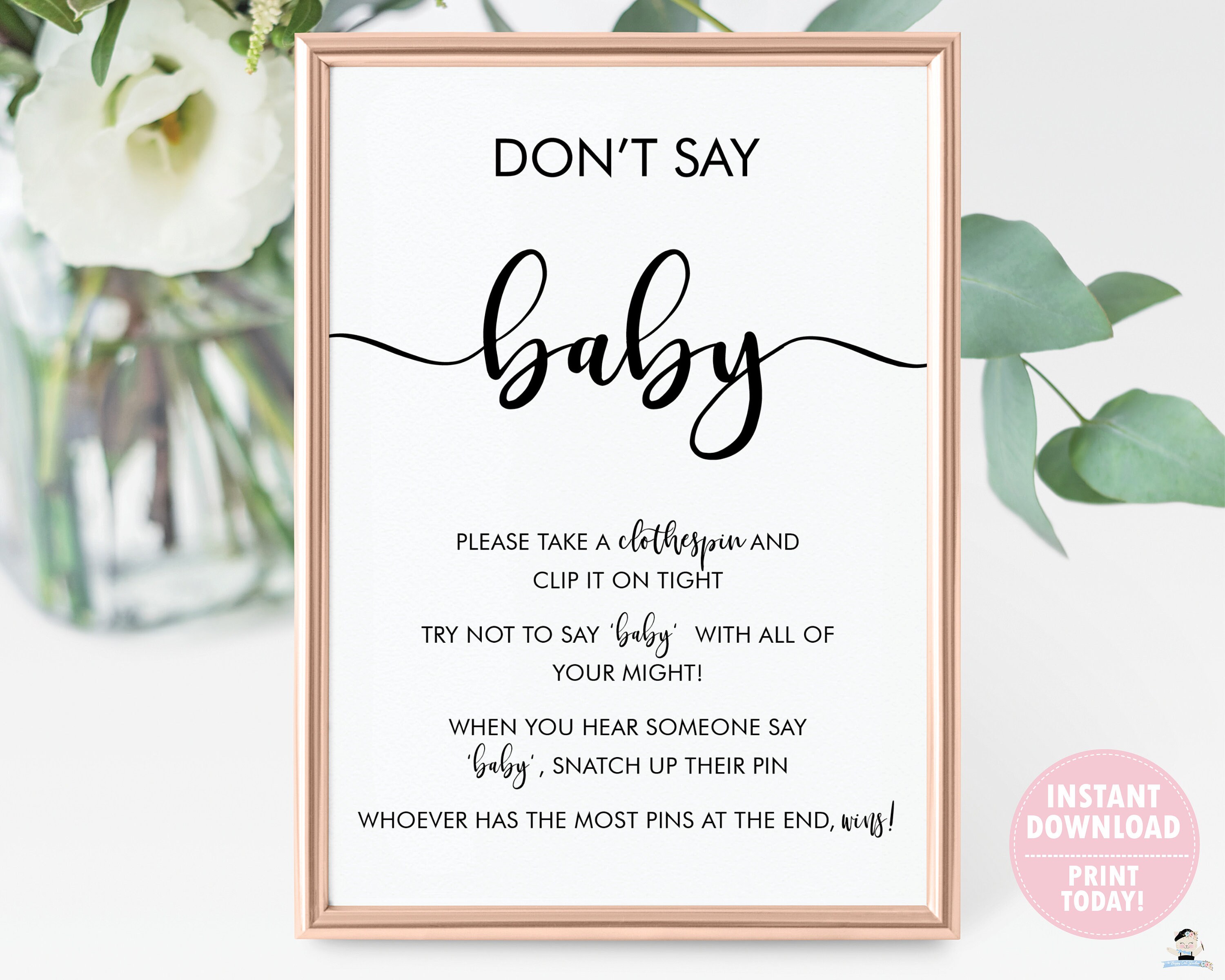 Don t Say Baby Game Don t Say Baby Printable Etsy UK