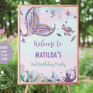 Personalized Welcome Sign Baby Shower Table Sign Sea Starfish Ocean Animals Beach Shower MER1 Mermaid 8x10 Printable Shower Decor