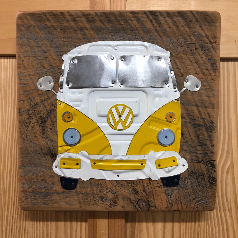 Volkswagen VW Bus License Plate Art Sign Yellow | Etsy