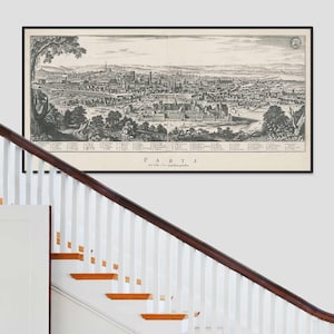 Paris - uma enorme impressão panorâmica histórica da paisagem urbana da capital francesa; Bolsa, Marais, Saint Germain, Chaps-Elysées, Parisiense, Française