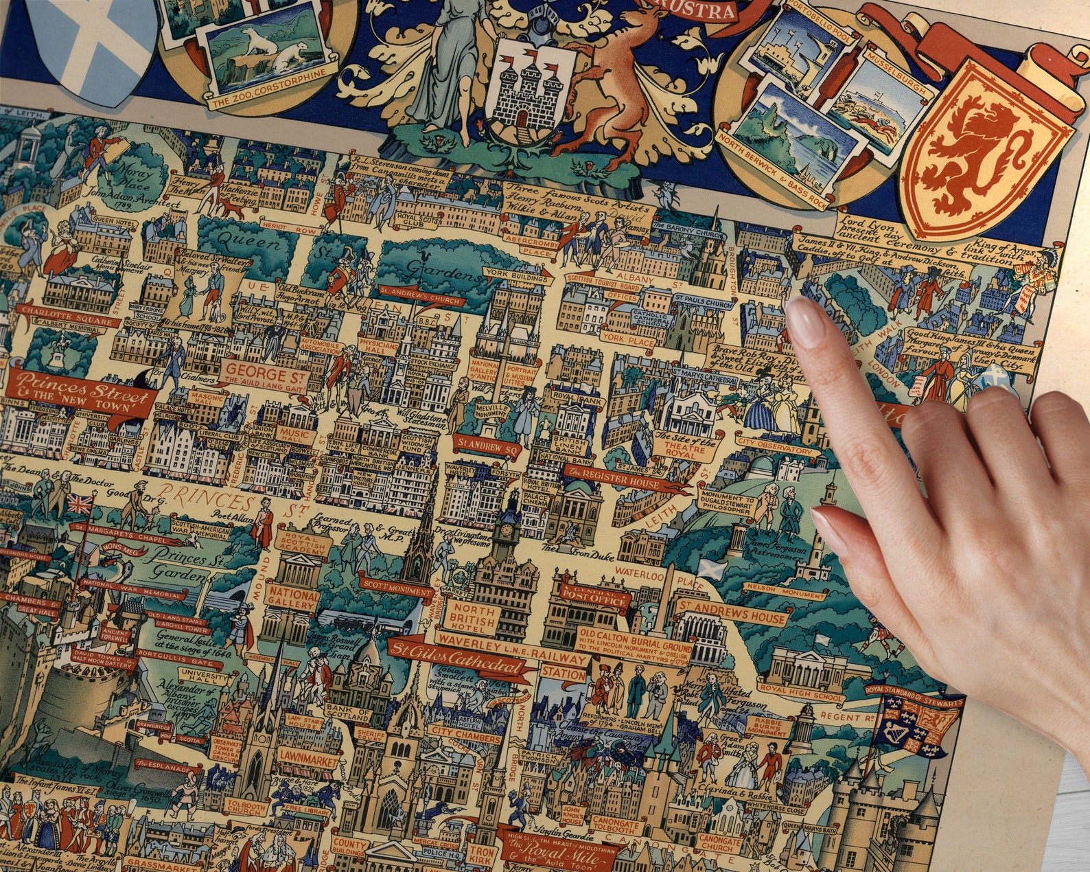 Old Map of Edinburgh - Pictorial Vision of Edinburgh, Auld Reekie ...