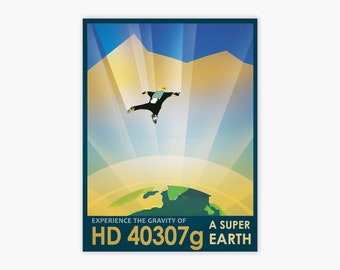 HD 40307 / Póster de la NASA Visiones del Futuro Impresión, Póster de pared Giclée de Turismo Espacial de la NASA y el Laboratorio de Propulsión a Chorro