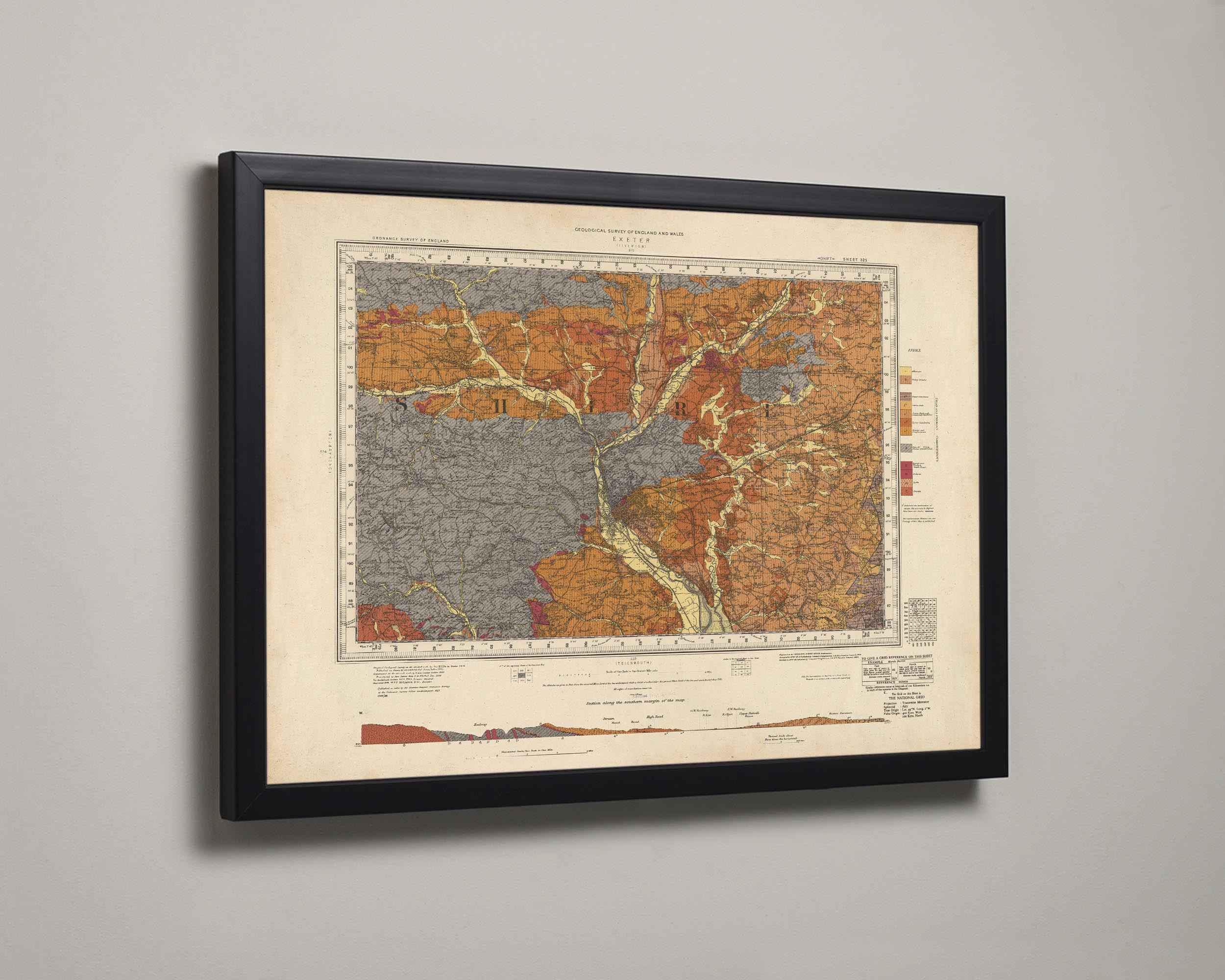 Map of Exeter } old Geological Chart - Etsy