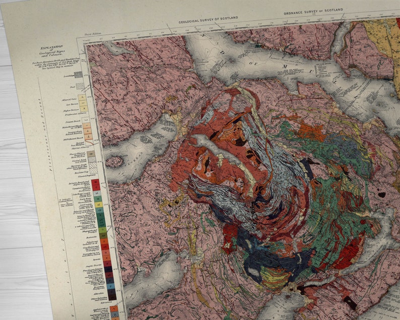 Old Mull Geological Map Etsy