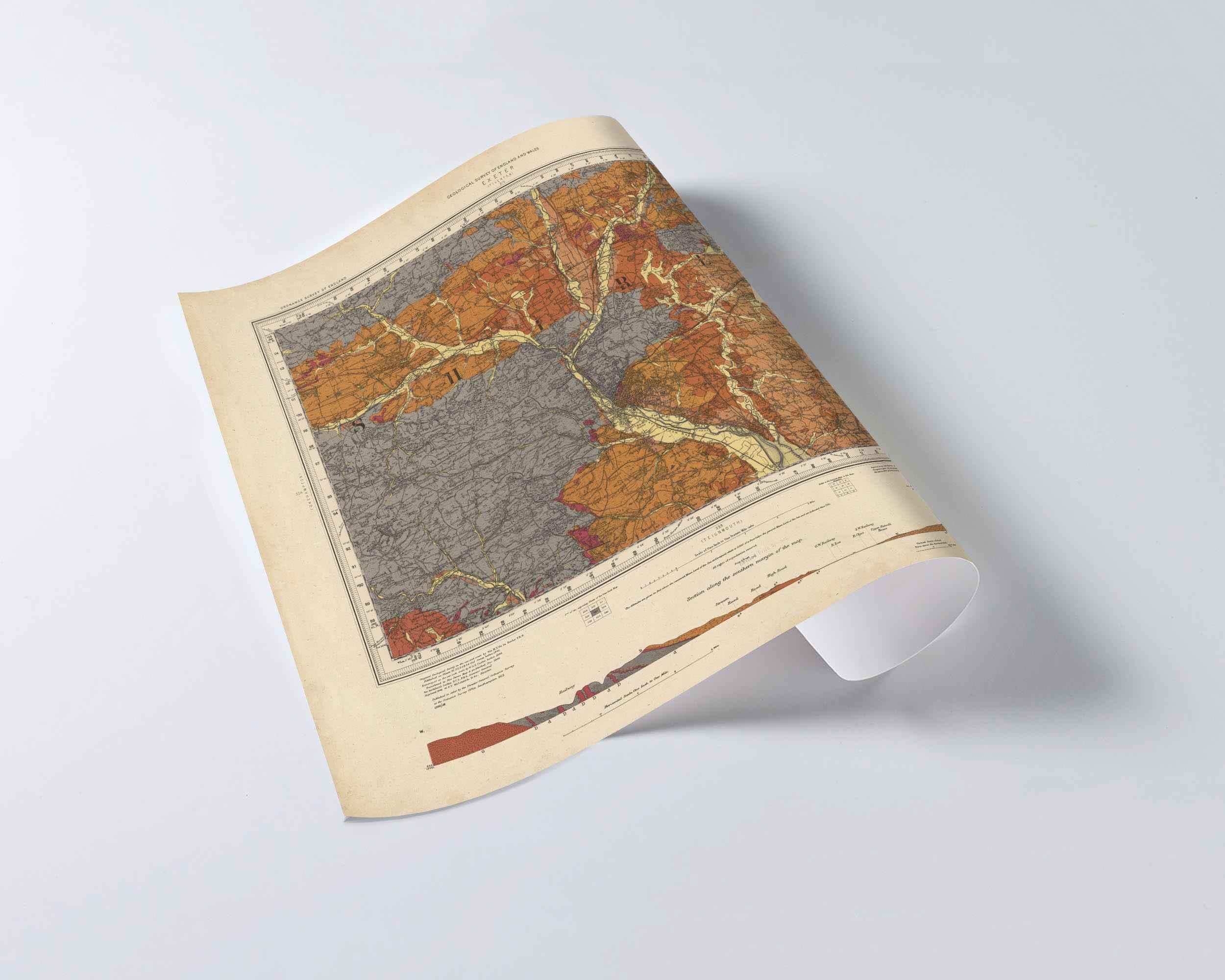 Map of Exeter } old Geological Chart - Etsy