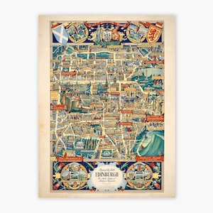 Old Map of Edinburgh - Pictorial Vision of Edinburgh, Auld Reekie, Castle | The Auld Reekie of History of Edinburgh, Leith - Edinburgh Gift